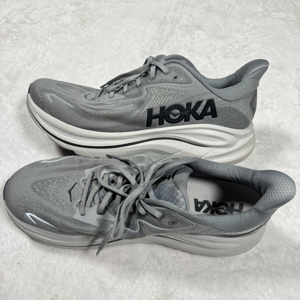 Hoka Clifton 10 Sneakers Mens 13D Galactic Gray Road Running Shoes - Picture 8 of 9